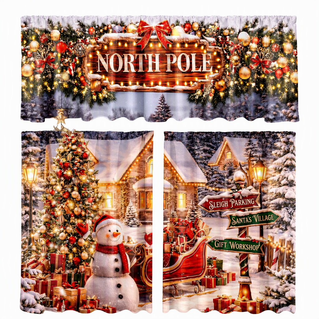 🔥50% RABATT!!📢🎄 Julköksgardiner Set – Festlig charm för dina köksfönster ✨