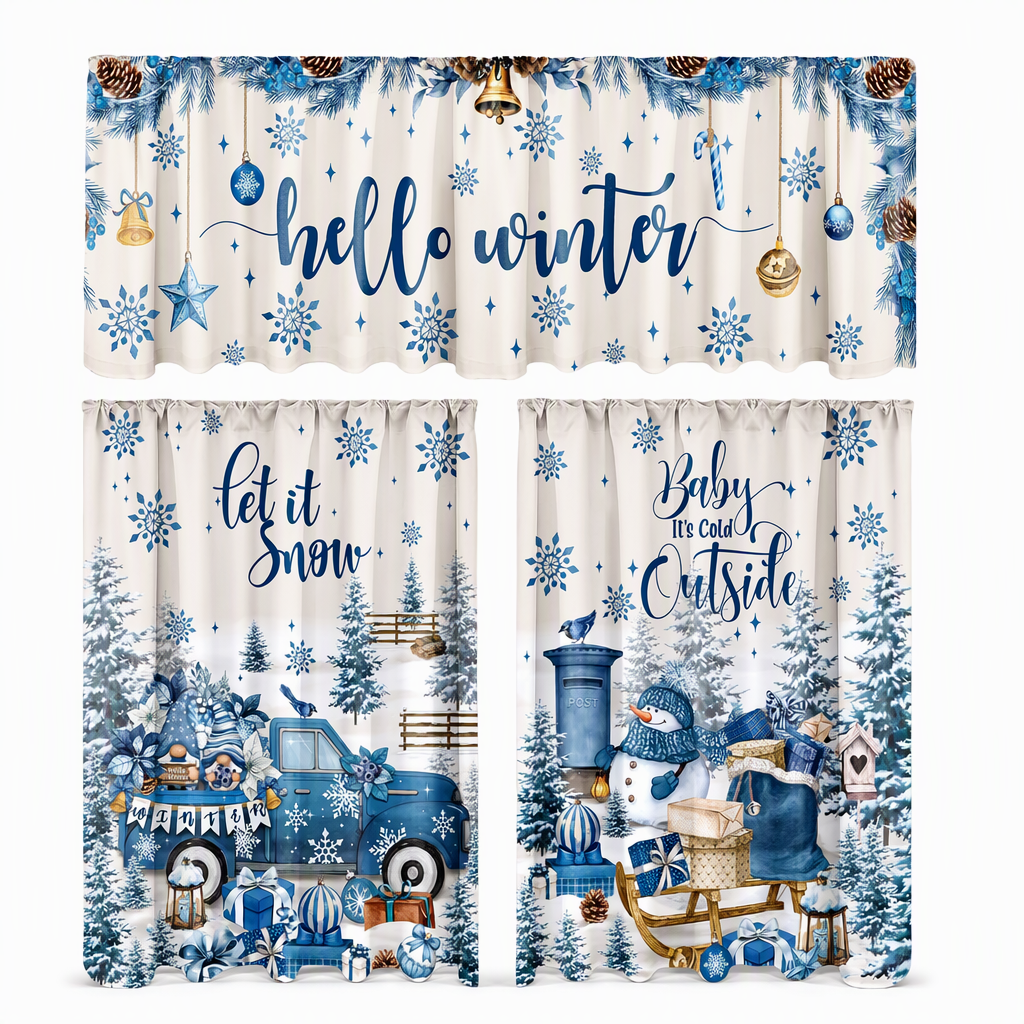 🔥50% RABATT!!📢🎄 Julköksgardiner Set – Festlig charm för dina köksfönster ✨