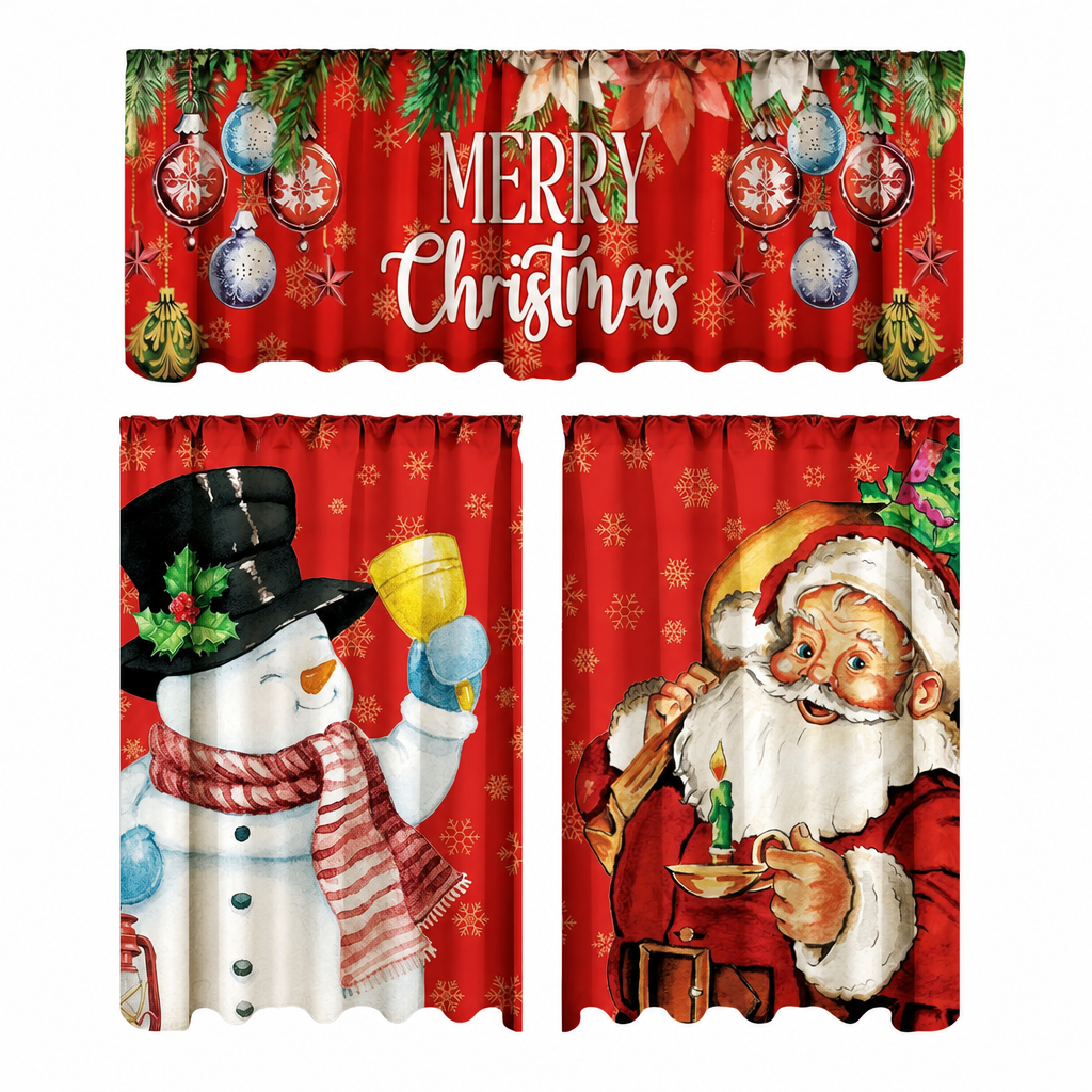 🔥50% RABATT!!📢🎄 Julköksgardiner Set – Festlig charm för dina köksfönster ✨