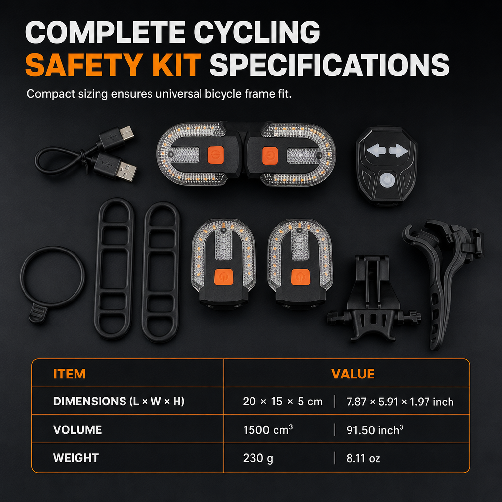 📢📢 50 % RABATT🚴USB-uppladdningsbar blinkerslampa för cykel med trådlös fjärrkontroll – avtagbar baklampa för cykel