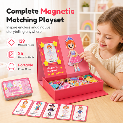 👑 Tidsbegränsat specialerbjudande ✨ 3D-klädset med magnetiska prinsesskläder för barn — 129 delar och 25 klädkombinationer 🎀