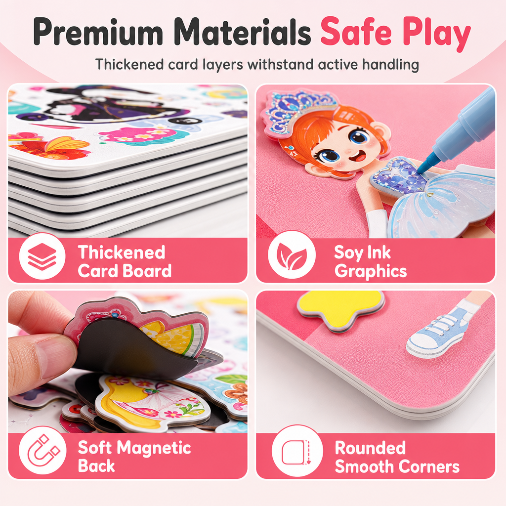 👑 Tidsbegränsat specialerbjudande ✨ 3D-klädset med magnetiska prinsesskläder för barn — 129 delar och 25 klädkombinationer 🎀