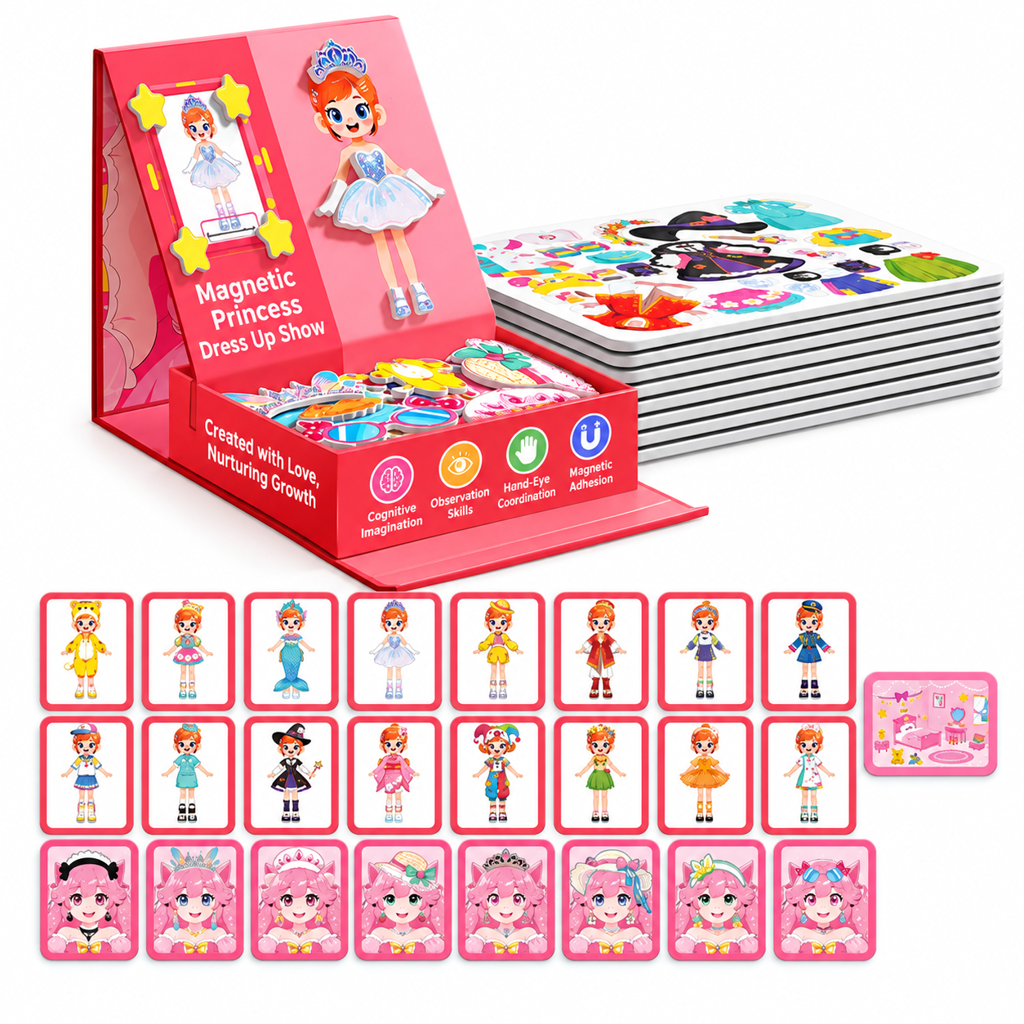 👑 Tidsbegränsat specialerbjudande ✨ 3D-klädset med magnetiska prinsesskläder för barn — 129 delar och 25 klädkombinationer 🎀
