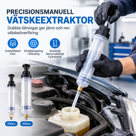 Manuell vätskeuttag och påfyllningsspruta, handöverföringsverktyg för fordon för bromsvätska och olja