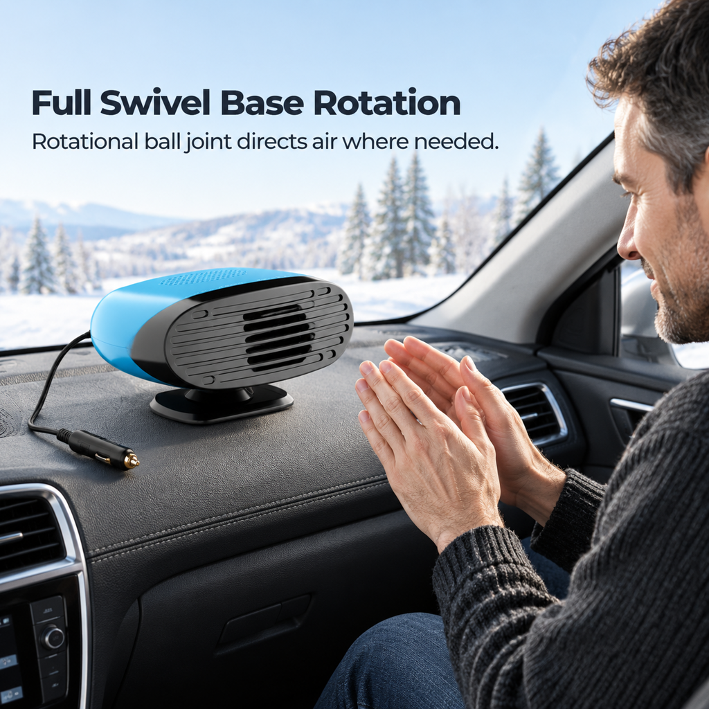 🔥🎁Nyhet 50 % RABATT🔥Mini-fläkt (12 V) för bil och defroster, för avimning och uppvärmning av vindrutan