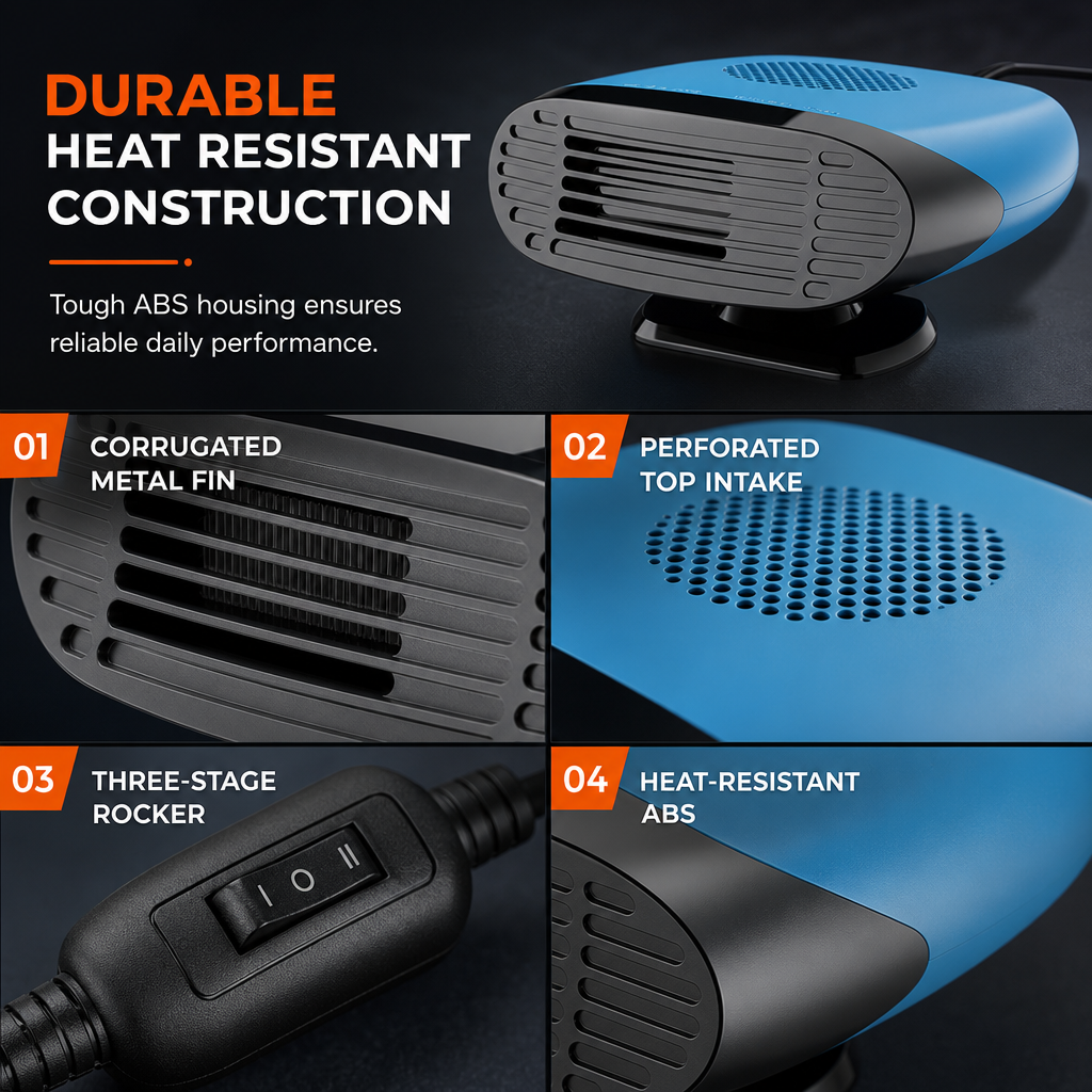🔥🎁Nyhet 50 % RABATT🔥Mini-fläkt (12 V) för bil och defroster, för avimning och uppvärmning av vindrutan