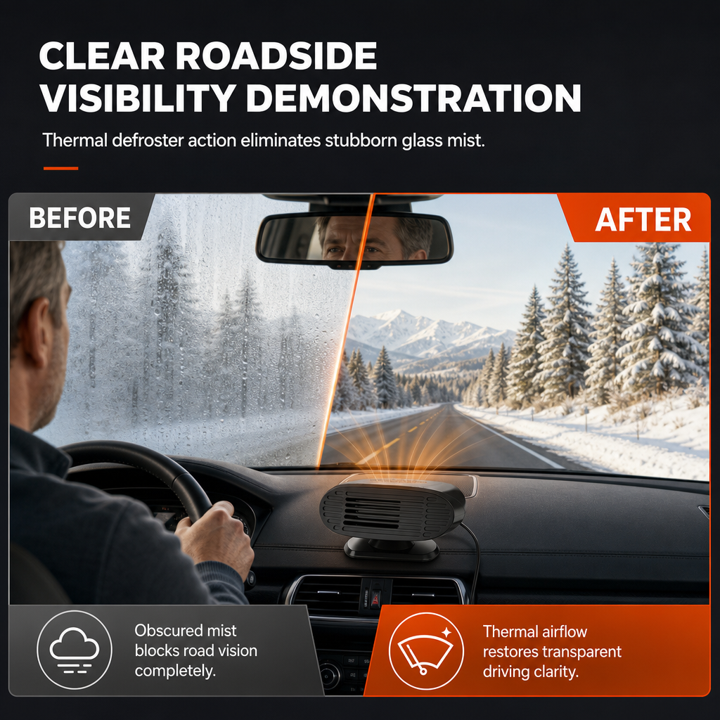 🔥🎁Nyhet 50 % RABATT🔥Mini-fläkt (12 V) för bil och defroster, för avimning och uppvärmning av vindrutan