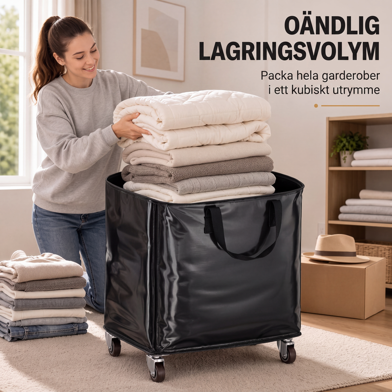 📦 50 % RABATT! 🧳 Hopfällbar flyttväska med hjul – vattentät och rymlig ✨