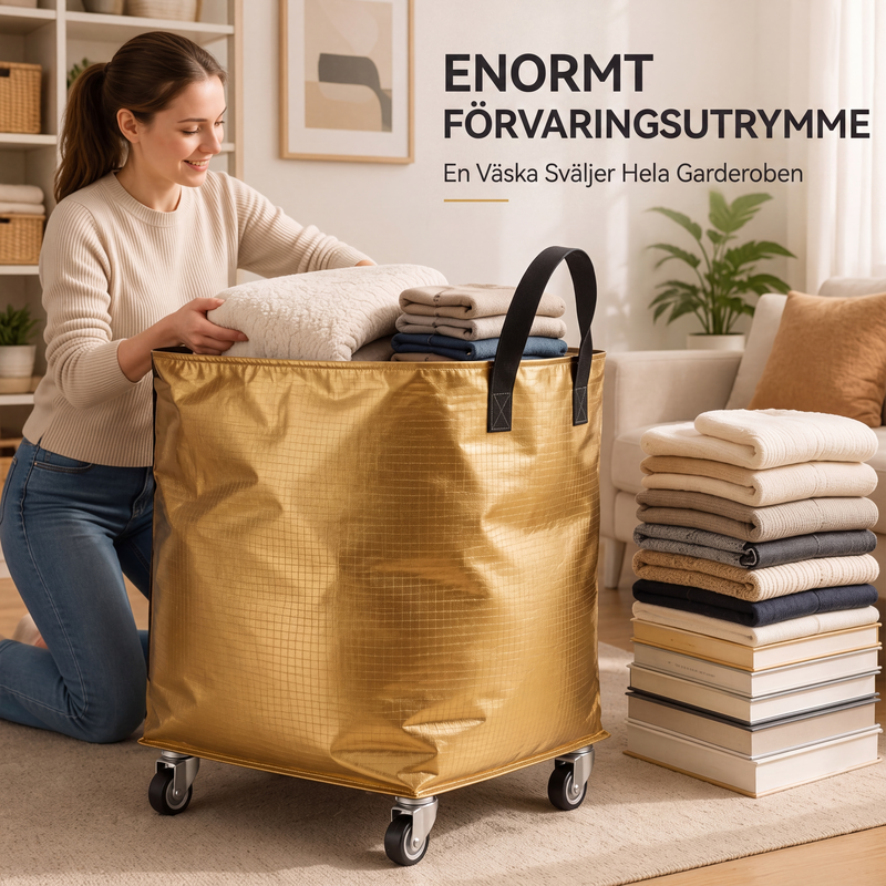 📦 50 % RABATT! 🧳 Hopfällbar flyttväska med hjul – vattentät och rymlig ✨