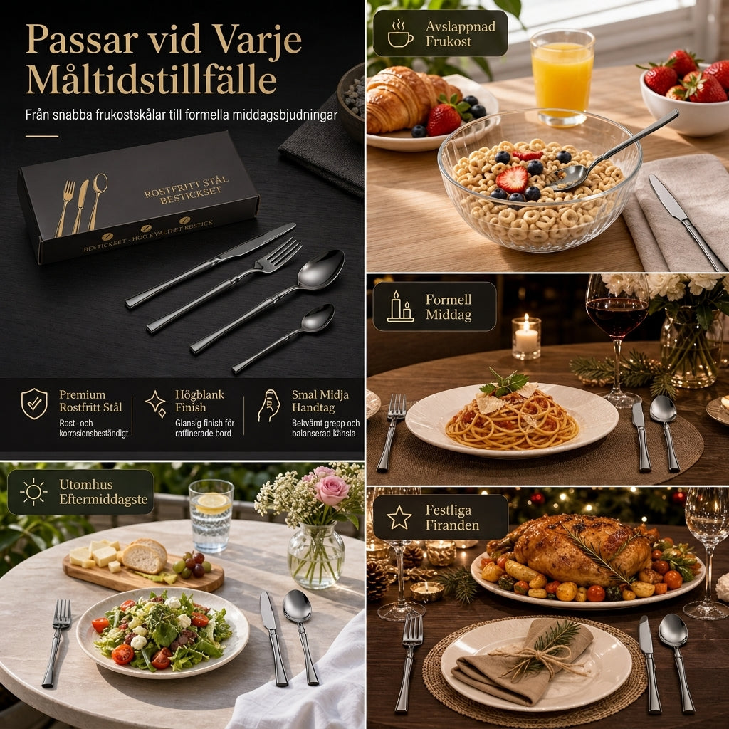 🍴 Bestickset i rostfritt stål – 24 delar