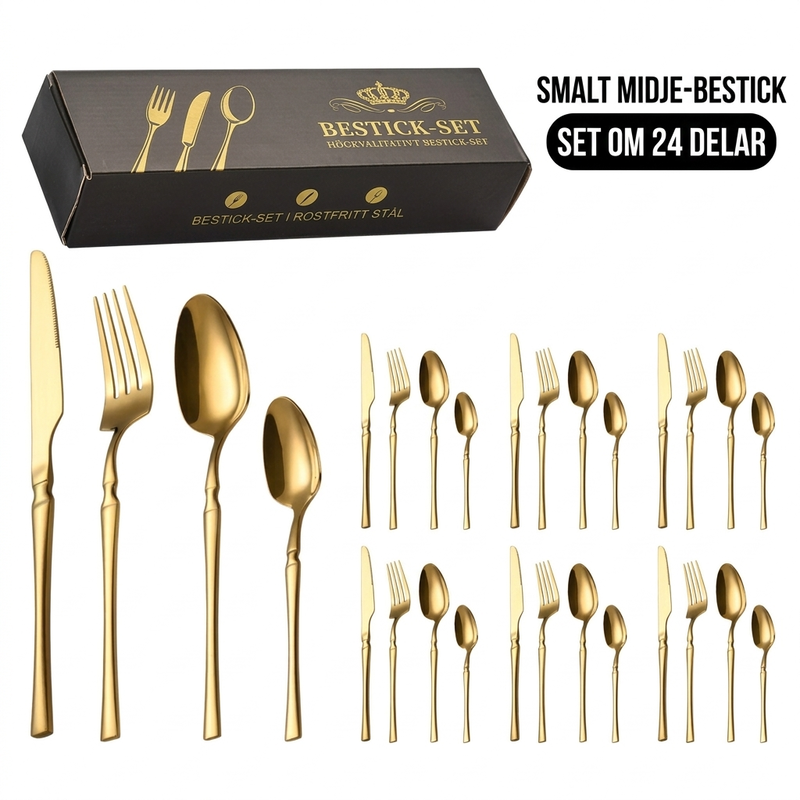 🍴 Bestickset i rostfritt stål – 24 delar