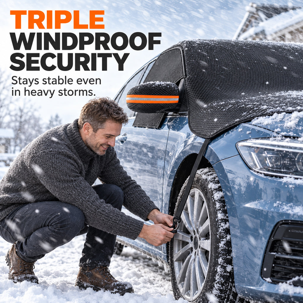 🚗 50 % RABATT NU! ❄️ Förtjockat Oxford-bilskydd för alla årstider – trippelt vindtätt med magneter & full täckning för vindruta och speglar 🛡️