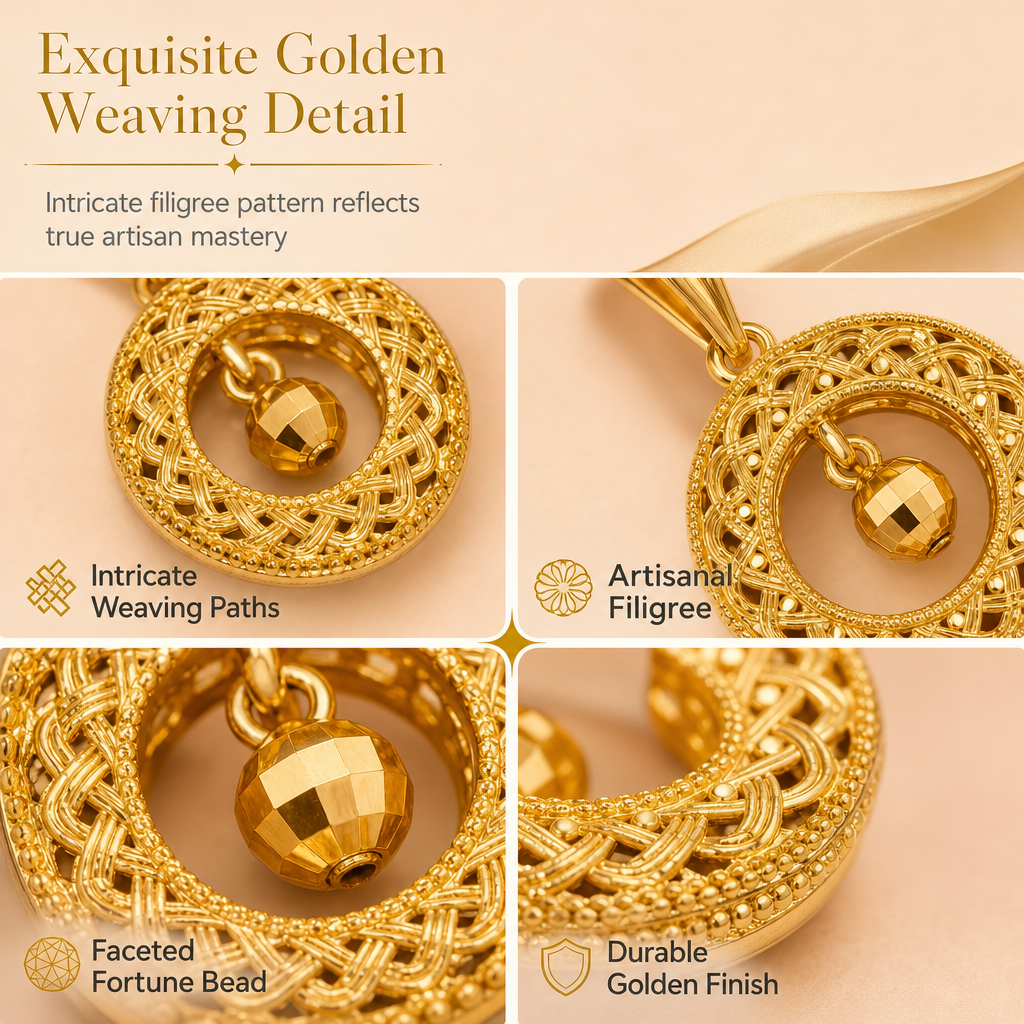 Elegant drömfångarhalsband i guld med snurrande lyckopärla ✨