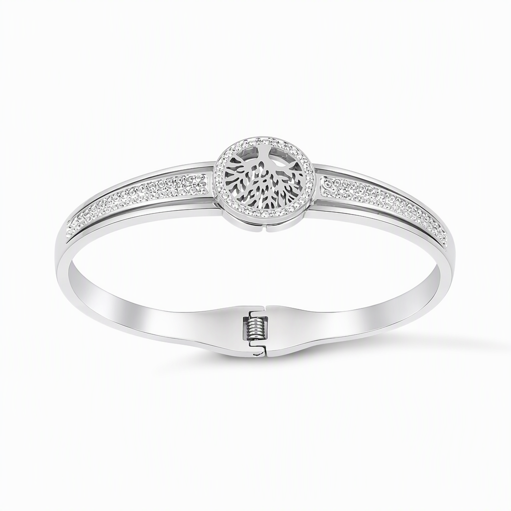 🌿 Armband i rostfritt stål med livets träd – Elegant och gnistrande smycke ✨💎