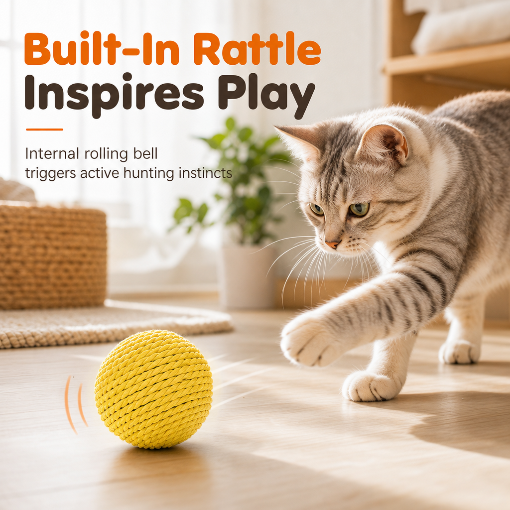 🐱 50% RABATT! 🧶 Bissfester Sisalball – Langlebiger Spielspaß für Katzen & Kätzchen ✨