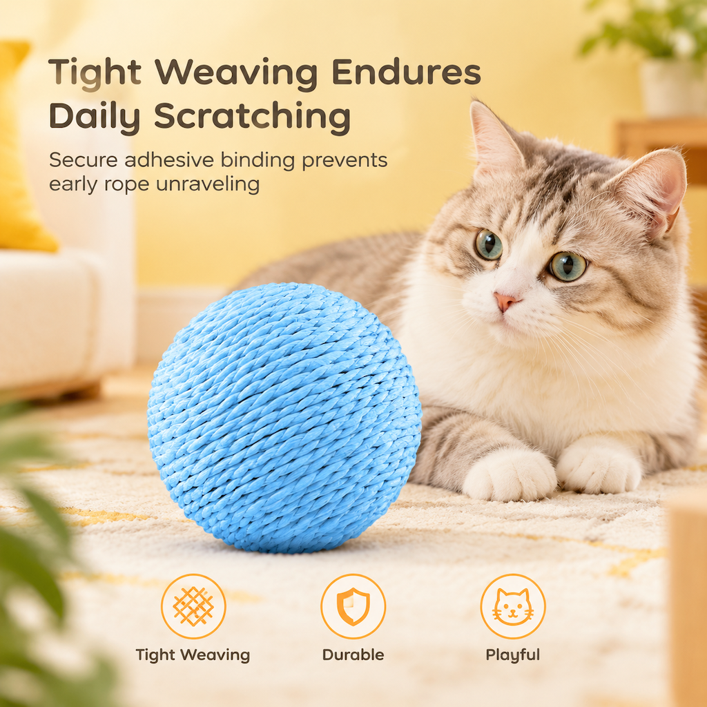 🐱 50% RABATT! 🧶 Bissfester Sisalball – Langlebiger Spielspaß für Katzen & Kätzchen ✨