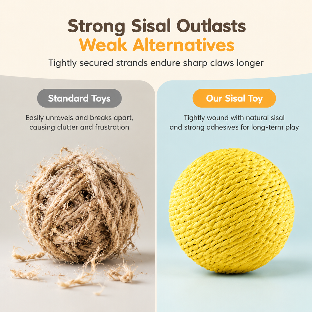 🐱 50% RABATT! 🧶 Bissfester Sisalball – Langlebiger Spielspaß für Katzen & Kätzchen ✨