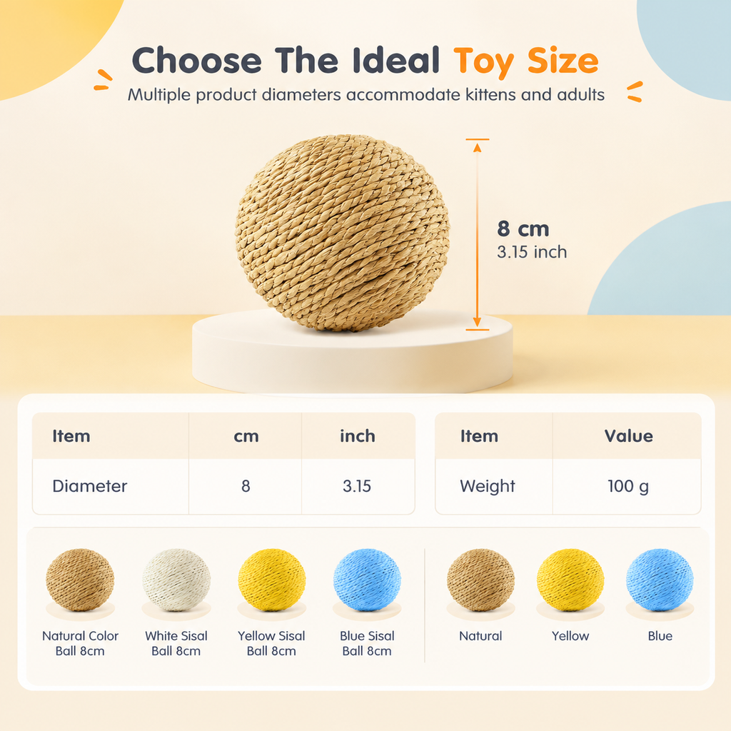 🐱 50% RABATT! 🧶 Bissfester Sisalball – Langlebiger Spielspaß für Katzen & Kätzchen ✨
