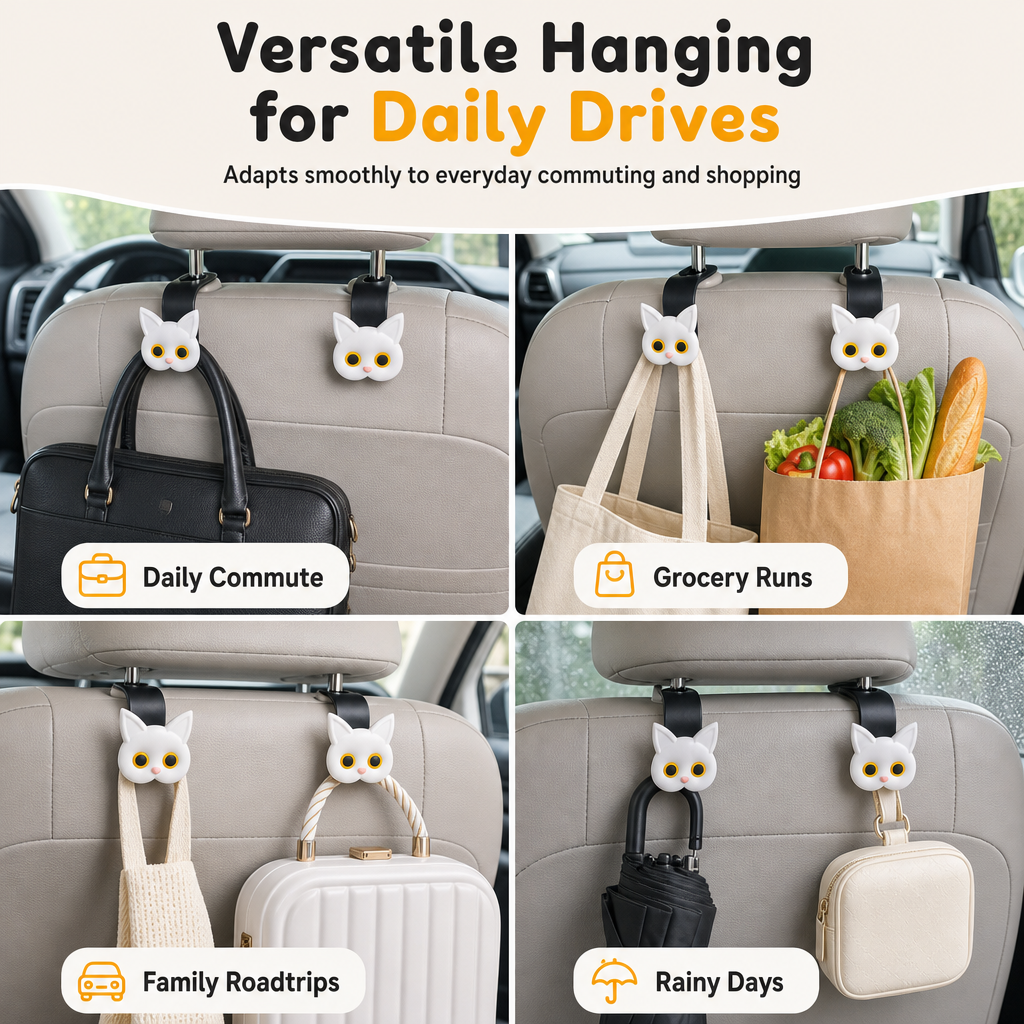 📢📢50 % RABATT !! ⏰Universell förvaringshängare med kattmotiv för bilens nackstöd och baksätet – perfekt för förvaring i bilen
