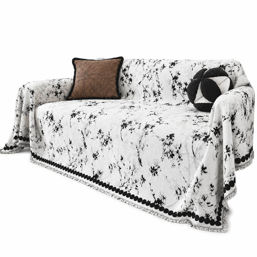 Fransk chenille-sofföverdrag – Kattklöståligt & halkfritt möbelskydd för soffan 🛋️🐾