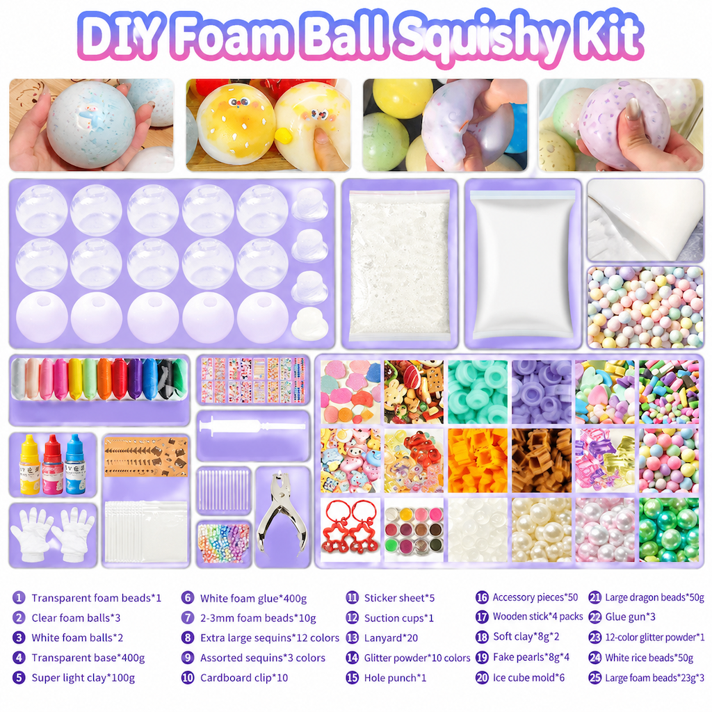 🌈 DIY stressbollsset – blanda färgglad lera & glitter för känselstimulerande lek, läckagesäker konstruktion ✨