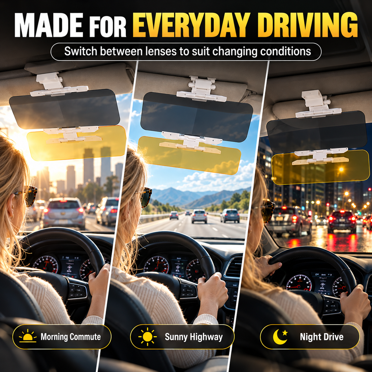 🔥50% RABATT NU! Universellt HD-solskydd för bilen med antireflexbehandling, skyddar både dag och natt 🚗☀️🌙✅💥