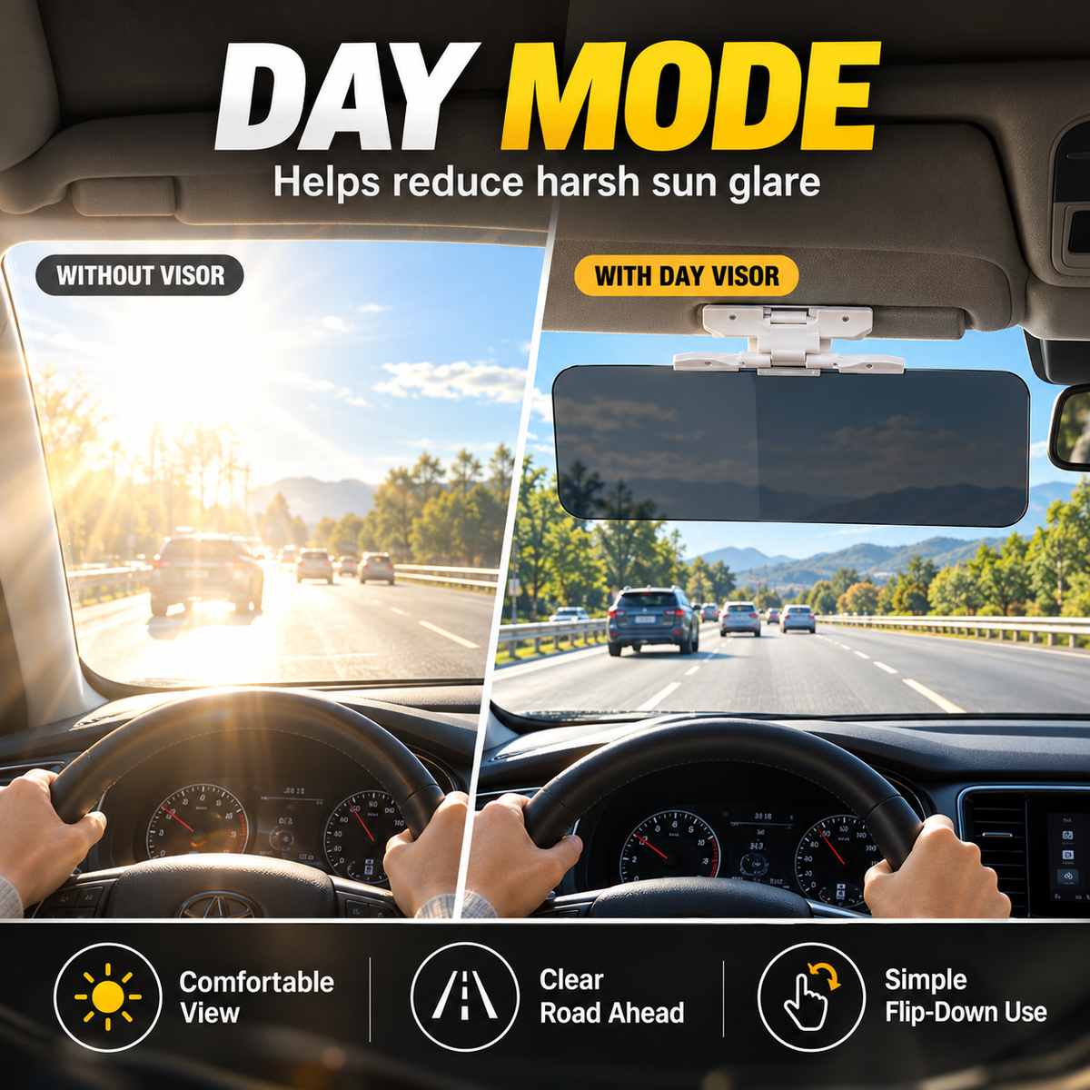 🔥50% RABATT NU! Universellt HD-solskydd för bilen med antireflexbehandling, skyddar både dag och natt 🚗☀️🌙✅💥