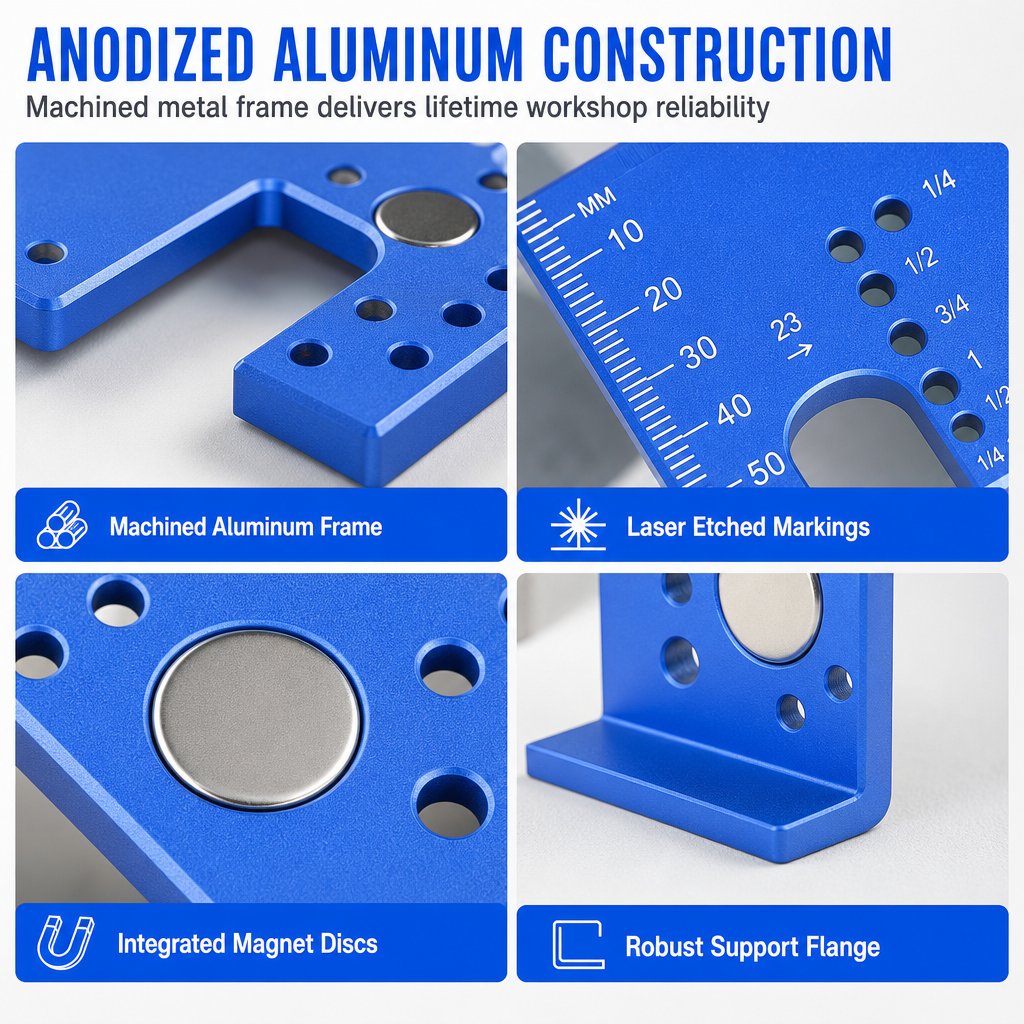 ⚡ 50% RABATT! ✨ Magnetisk Monteringsmall för Skåpgångjärn i Aluminiumlegering – Snabb & Exakt Positioneringsplatta 🛠️
