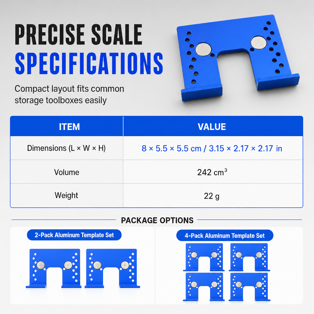 ⚡ 50% RABATT! ✨ Magnetisk Monteringsmall för Skåpgångjärn i Aluminiumlegering – Snabb & Exakt Positioneringsplatta 🛠️
