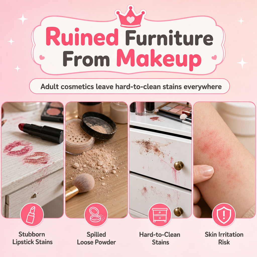🎀 50% RABATT! ✨ Sminkset för Barn i Rosa Sminklåda – Tvättbar Leksakssmink & Nageldekorationsset för Små Prinsessor 👑