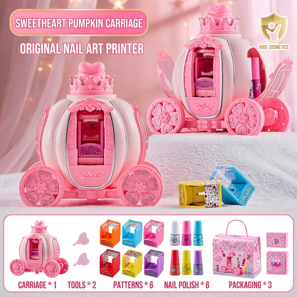 🎀 50% RABATT! ✨ Sminkset för Barn i Rosa Sminklåda – Tvättbar Leksakssmink & Nageldekorationsset för Små Prinsessor 👑
