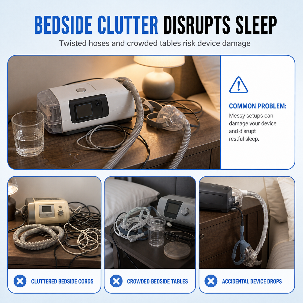 🔥 50% RABATT! 🩺 Väggmonterad CPAP-slanghållare & maskorganisatör – Håll slangen ren och inom räckhåll ✨