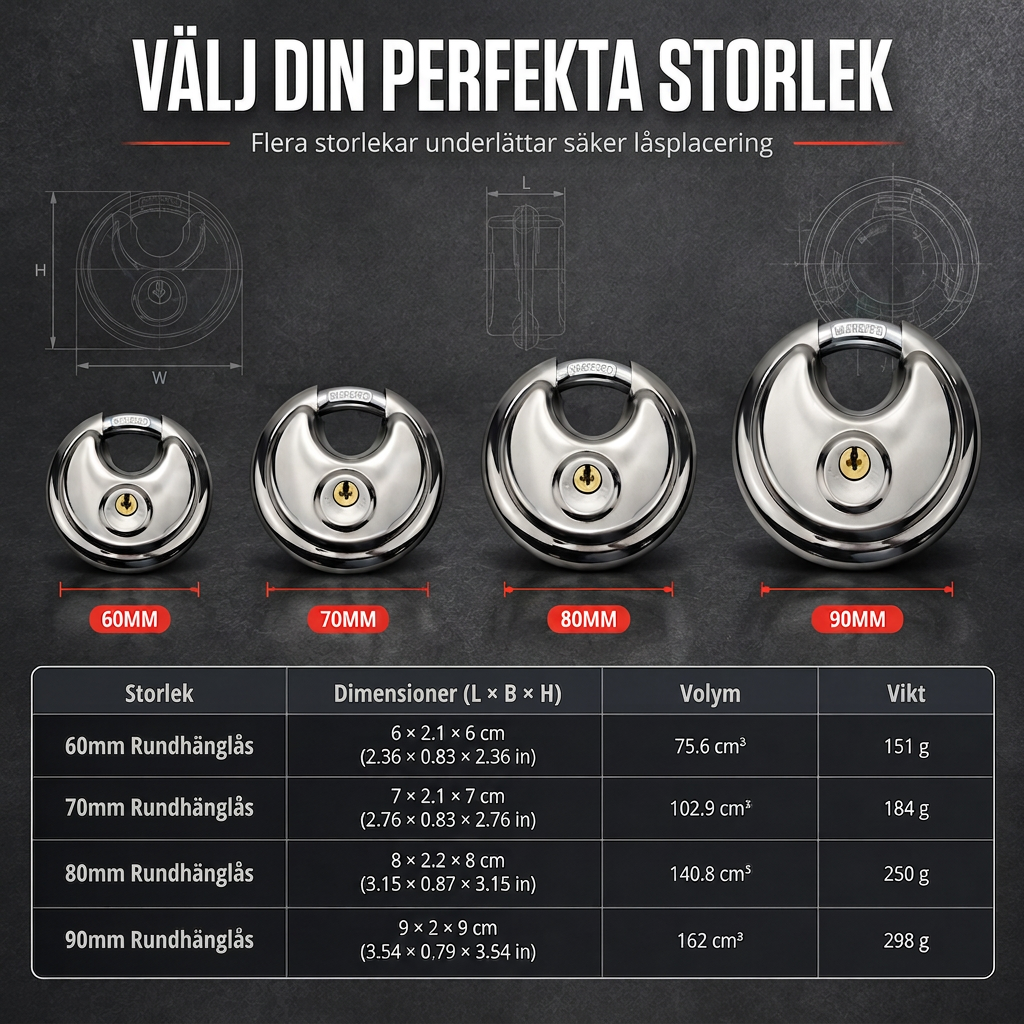 📢📢50% RABATT!! ⏰Kraftigt runt disc-hänglås med kärna av ren koppar, vattentätt, rostskyddat och stöldskyddat med skärmad bygel, perfekt för grindar, skjul och trädörrar 🔒